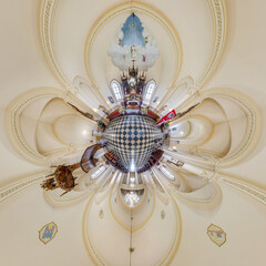 abstract tiny planet transformation of spherical panorama 360 degrees. Spherical view inside...