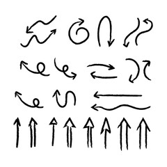 Hand drawn arrows collection. Arrow doodle set. Hand drawn graphic elements.