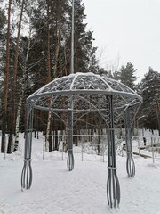 gazebo in park in winter