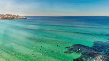 Fototapeta na wymiar Bondi Beach coastline, Sydney. Aerial view