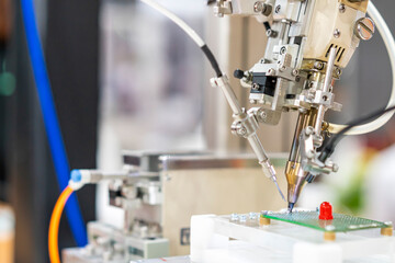 High technology and modern automatic robot for pcb (print circuit board) assembly machine during soldering or welding part or component