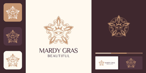 Fototapeta na wymiar mardi gras logo concept with beautiful design