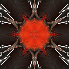 hexagonal patterns and floral fantasy designs based on black control knob with white numbers 30 60 90 120 on a vivid red background