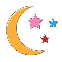 moon and star hand drawn design vector illustration