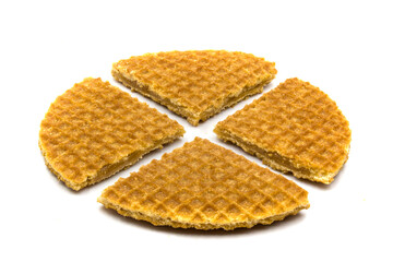Dutch waffle pieces isolated on white background