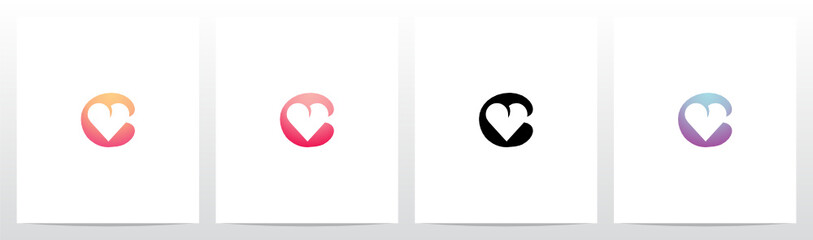 Heart On Letter Logo Design C