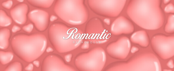 Fototapeta na wymiar Realistic valentines day. Romantic Premium Vector background with 3d pink hearts 