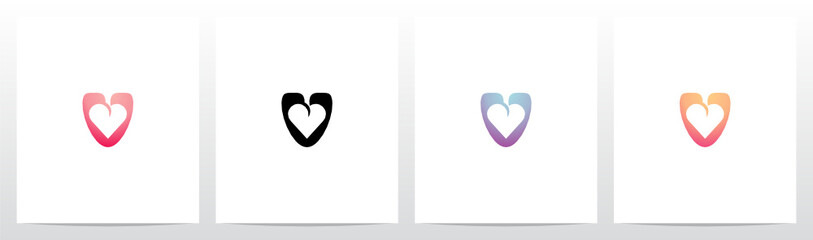 Heart On Letter Logo Design V