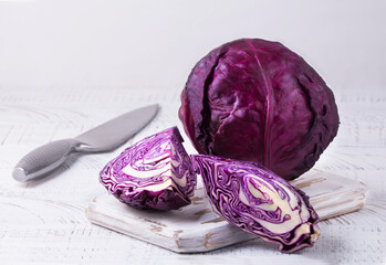 Red cabbage on a white background.