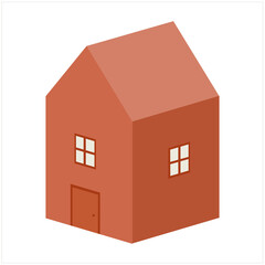 Brown house on a white background. Real estate concept. Isolated 3d vector illustration.