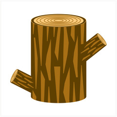 Log of wood. Brown trunk. Isolated 3d vector illustration.