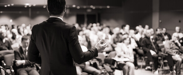 Speaker at Business Conference and Presentation. Audience at the conference hall. - obrazy, fototapety, plakaty