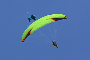Paraglider being towed on a winch launch