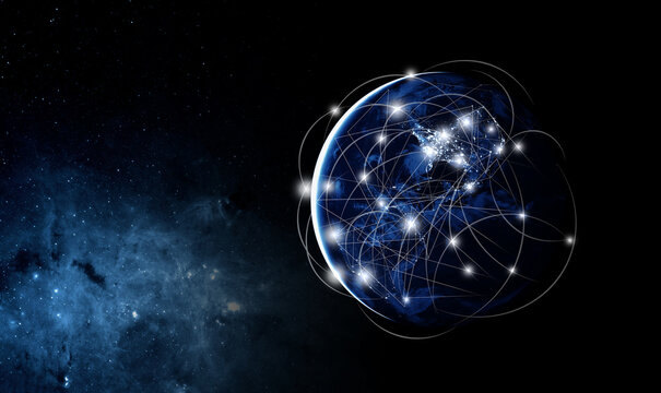 Global networking and international communication. Planet Earth as a symbol of the global network. Elements of this image furnished by NASA.