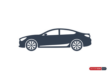 Fototapeta na wymiar Sport Car Icon isolated on White Background. Usable for Automobile Logo. Flat Vector Illustration Design Template Element.