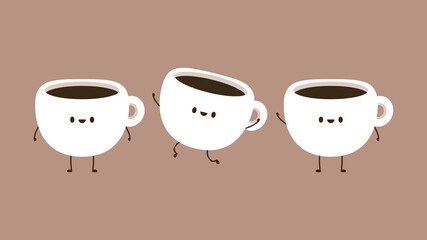Coffee cup character design. cartoon vector.