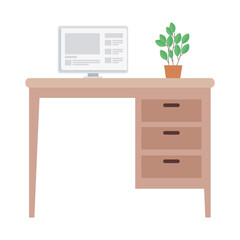 Office desk with computer and plant design, business workforce and corporate theme Vector illustration