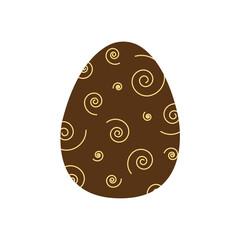Easter egg decorated with abstract spirals. Traditional food for the Orthodox and Catholic holidays. Happy easter. Colorful vector illustration isolated. Icon or card flat