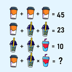 Mathematical riddle, educational game for children and adults, rebus.Riddle for the mind. Riddle with numbers. Vector. Mathematical rebus. Result. Crossword for social networks