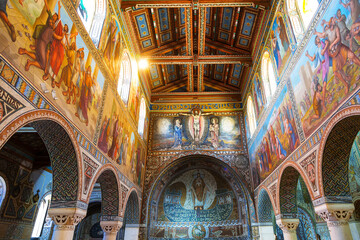 Fototapeta premium Interior of church of St. Stephen of the Dominican monastery, Jerusalem, Israel