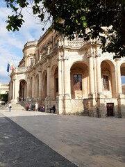 The facade of the town hall of the city of Noto in Sicily in late Baroque style