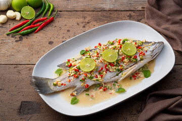 Steamed Seabass with Spicy Chili and Lemon Sauce