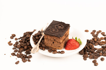 chocolate pastries with strawberries