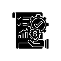Management accounting black glyph icon. Process of preparing reports about business operations that help managers make decisions. Silhouette symbol on white space. Vector isolated illustration