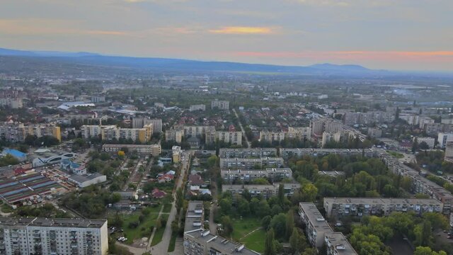 Aerial view of panorama view on the roof city Uzhgorod Ukraine Europe