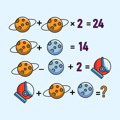 Mathematical riddle, educational game for children and adults, rebus.Riddle for the mind. Riddle with numbers. Vector. Mathematical rebus. Result. Crossword for social networks