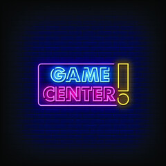 Game Center Neon Signs Style Text Vector