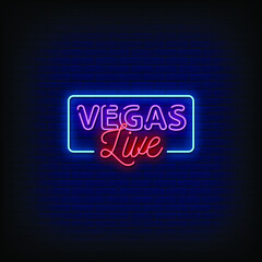 Vegas Live Neon Signs Style Text Vector