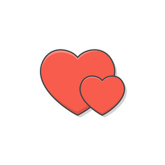 Love Heart Vector Icon Illustration. Red Heart Flat Icon