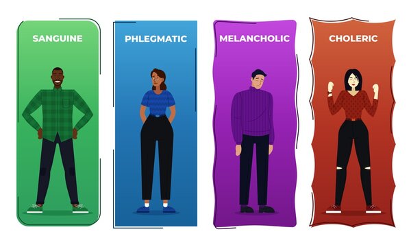 Vector illustration the four human temperaments, and phlegmatic