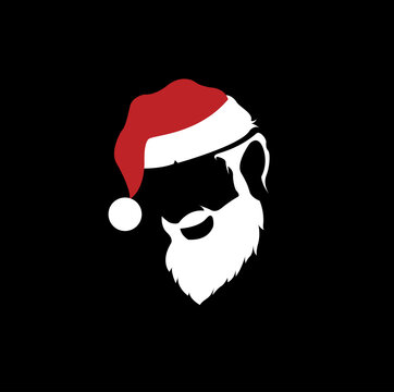 Santa Claus Hat And Beard in abstract background with merry christmas - vector illustration