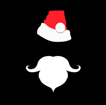 Santa Claus Hat And Beard in abstract background with merry christmas - vector illustration