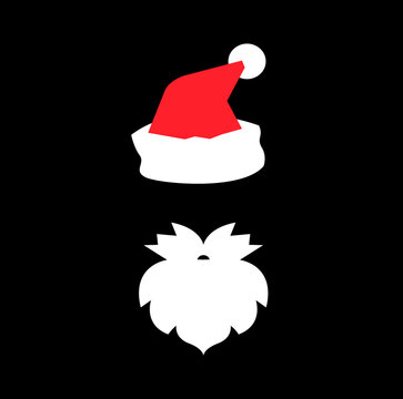 Santa Claus Hat And Beard in abstract background with merry christmas - vector illustration