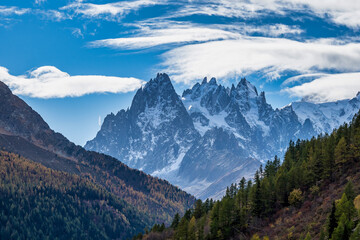 The high mountains of Haute Savoie in autumn. French Alps near Vallorcine, Chamonix-Mont-Blanc,...