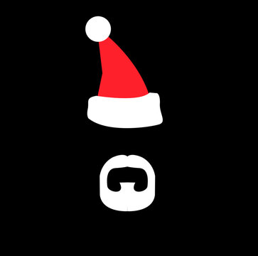 Santa Claus Hat And Beard in abstract background with merry christmas - vector illustration