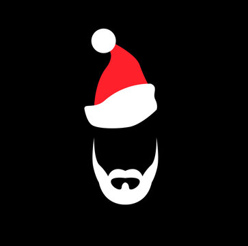 Santa Claus Hat And Beard in abstract background with merry christmas - vector illustration