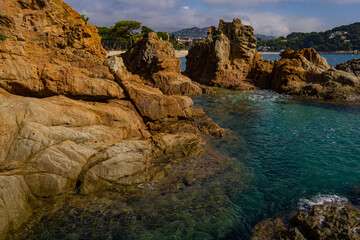 Seascape of resort area of the Costa Brava near town Lloret de Mar in Spain