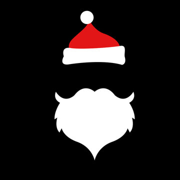 Santa Claus Hat And Beard in abstract background with merry christmas - vector illustration