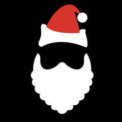 Santa Claus Hat And Beard in abstract background with merry christmas - vector illustration