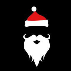 Santa Claus Hat And Beard in abstract background with merry christmas - vector illustration