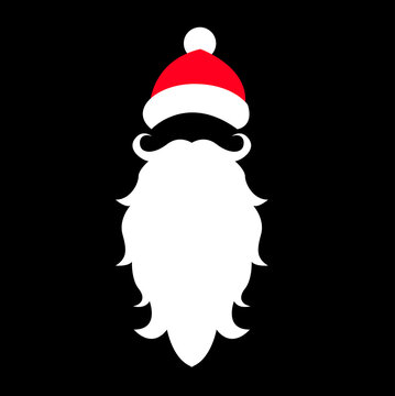 Santa Claus Hat And Beard in abstract background with merry christmas - vector illustration