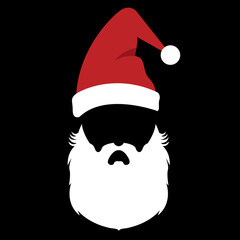 Santa Claus Hat And Beard in abstract background with merry christmas - vector illustration