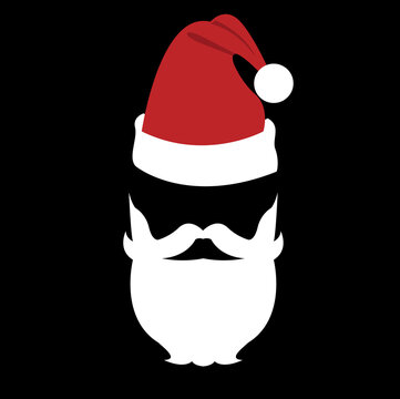 Santa Claus Hat And Beard in abstract background with merry christmas - vector illustration