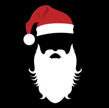 Santa Claus Hat And Beard in abstract background with merry christmas - vector illustration