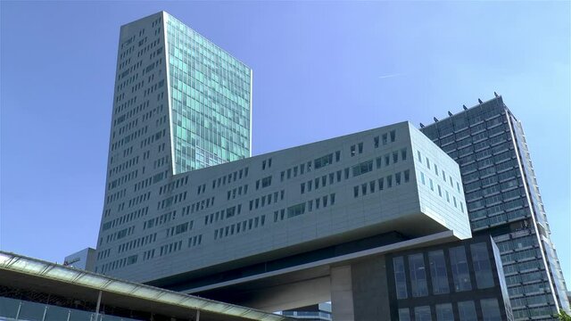 L-shaped office building in downtown Lille, Nord-Pas-de-Calais, France.
