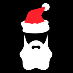 Santa Claus Hat And Beard in abstract background with merry christmas - vector illustration